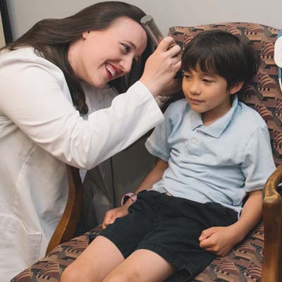 Testing for Auditory Processing Disorder (APD) with a child.